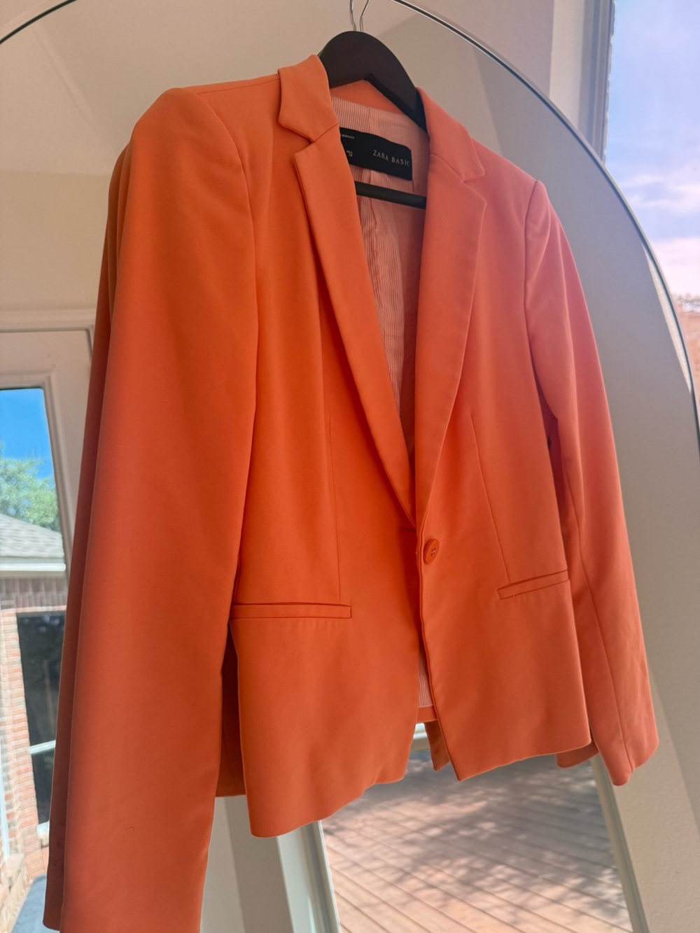 ZARA Coral-Orange Single-Button Blazer